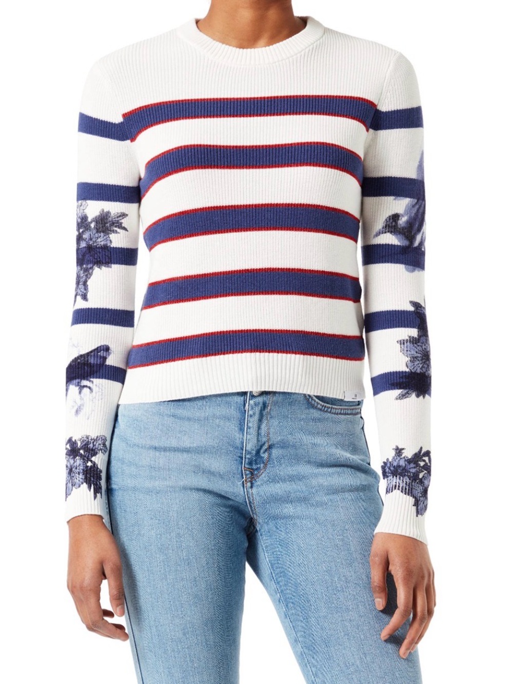 Desigual Striped Knit Sweater • Sleeve Detail • lightweight • Size S